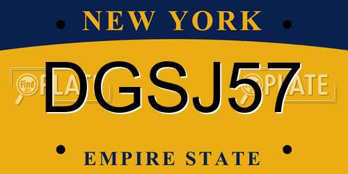 DGSJ57 New York License Plate