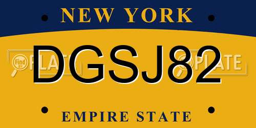 DGSJ82 New York License Plate