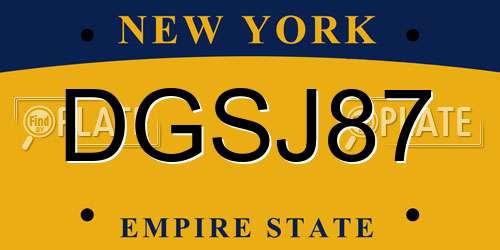 DGSJ87 New York License Plate