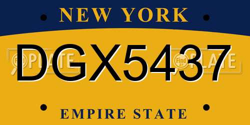 DGX5437 New York License Plate