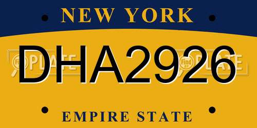 DHA2926 New York License Plate