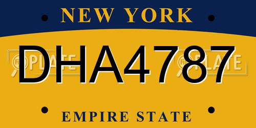 DHA4787 New York License Plate