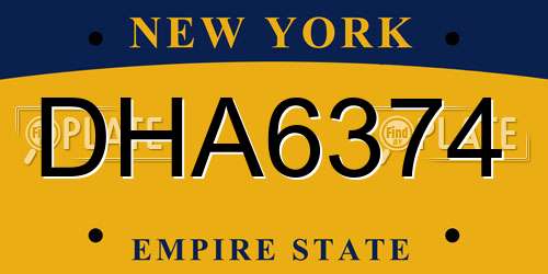DHA6374 New York License Plate