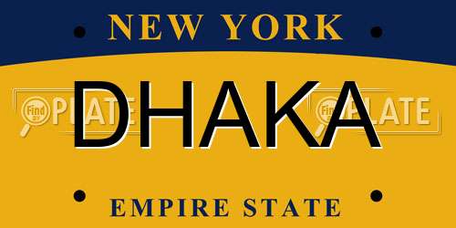 DHAKA New York License Plate