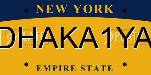 DHAKA1YA New York License Plate