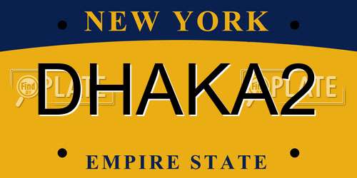 DHAKA2 New York License Plate