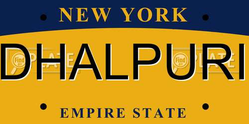 DHALPURI New York License Plate