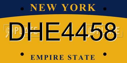 DHE4458 New York License Plate