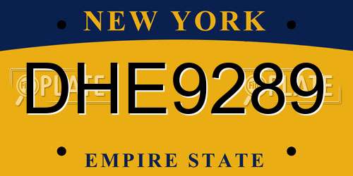 DHE9289 New York License Plate