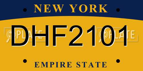 DHF2101 New York License Plate