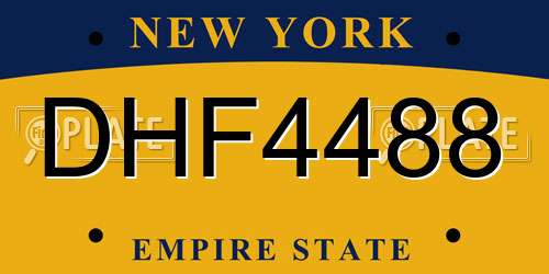 DHF4488 New York License Plate