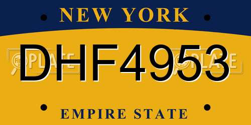 DHF4953 New York License Plate