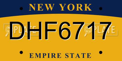 DHF6717 New York License Plate