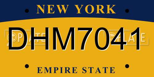 DHM7041 New York License Plate