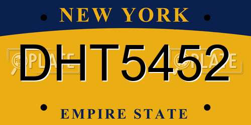 DHT5452 New York License Plate