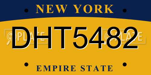 DHT5482 New York License Plate