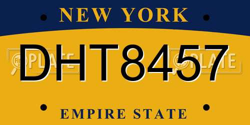 DHT8457 New York License Plate