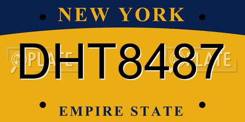 DHT8487 New York License Plate