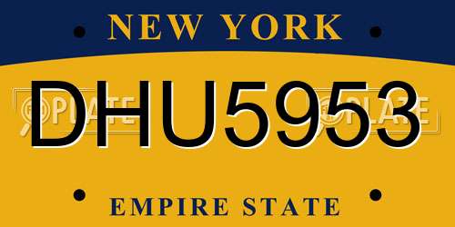 DHU5953 New York License Plate