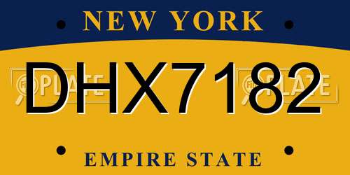 DHX7182 New York License Plate