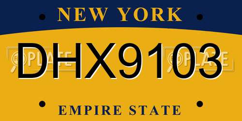 DHX9103 New York License Plate