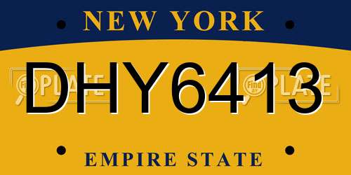 DHY6413 New York License Plate