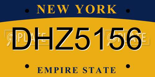 DHZ5156 New York License Plate