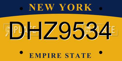 DHZ9534 New York License Plate
