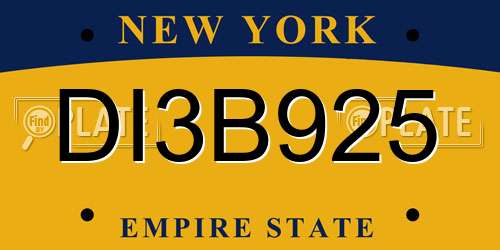DI3B925 New York License Plate