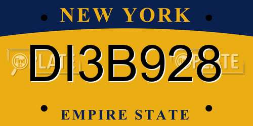 DI3B928 New York License Plate