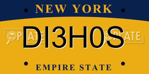 DI3H0S New York License Plate