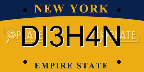 DI3H4N New York License Plate