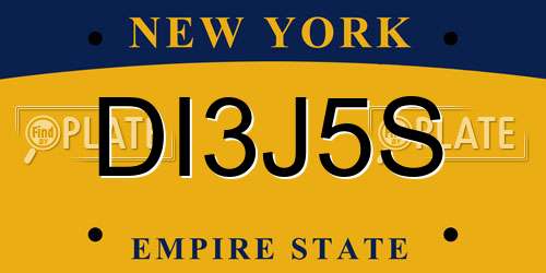 DI3J5S New York License Plate