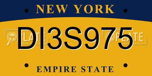 DI3S975 New York License Plate