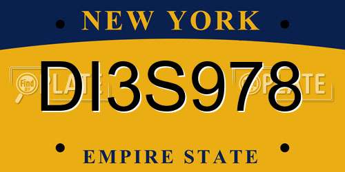 DI3S978 New York License Plate
