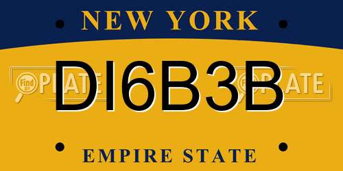 DI6B3B New York License Plate