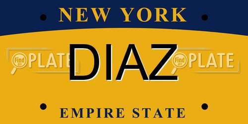 DIAZ New York License Plate
