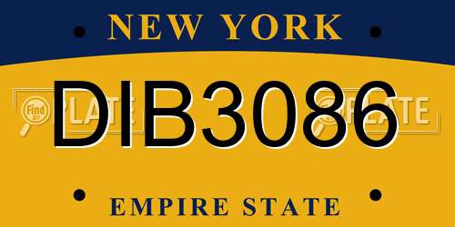DIB3086 New York License Plate