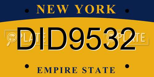 DID9532 New York License Plate