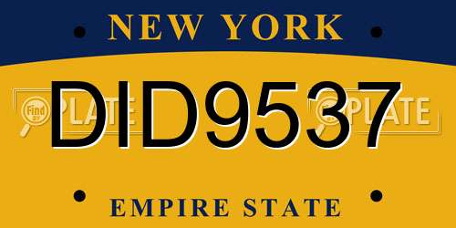 DID9537 New York License Plate
