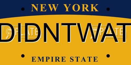DIDNTWAT New York License Plate