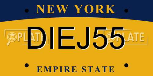 DIEJ55 New York License Plate