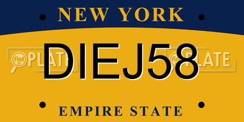 DIEJ58 New York License Plate