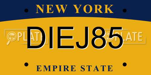 DIEJ85 New York License Plate