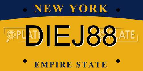 DIEJ88 New York License Plate
