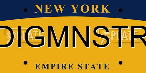 DIGMNSTR New York License Plate