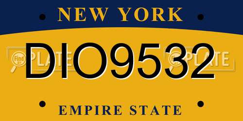 DIO9532 New York License Plate