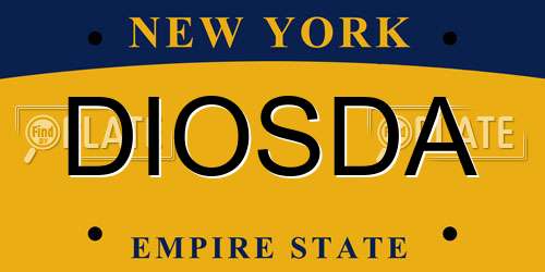 DIOSDA New York License Plate