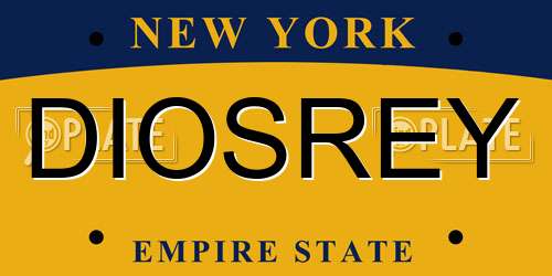 DIOSREY New York License Plate