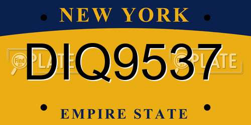 DIQ9537 New York License Plate